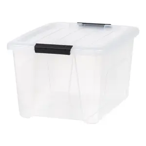IRIS USA 32 Qt. Plastic Storage Bins with Lids, Clear, Latching, Stackable, Totes