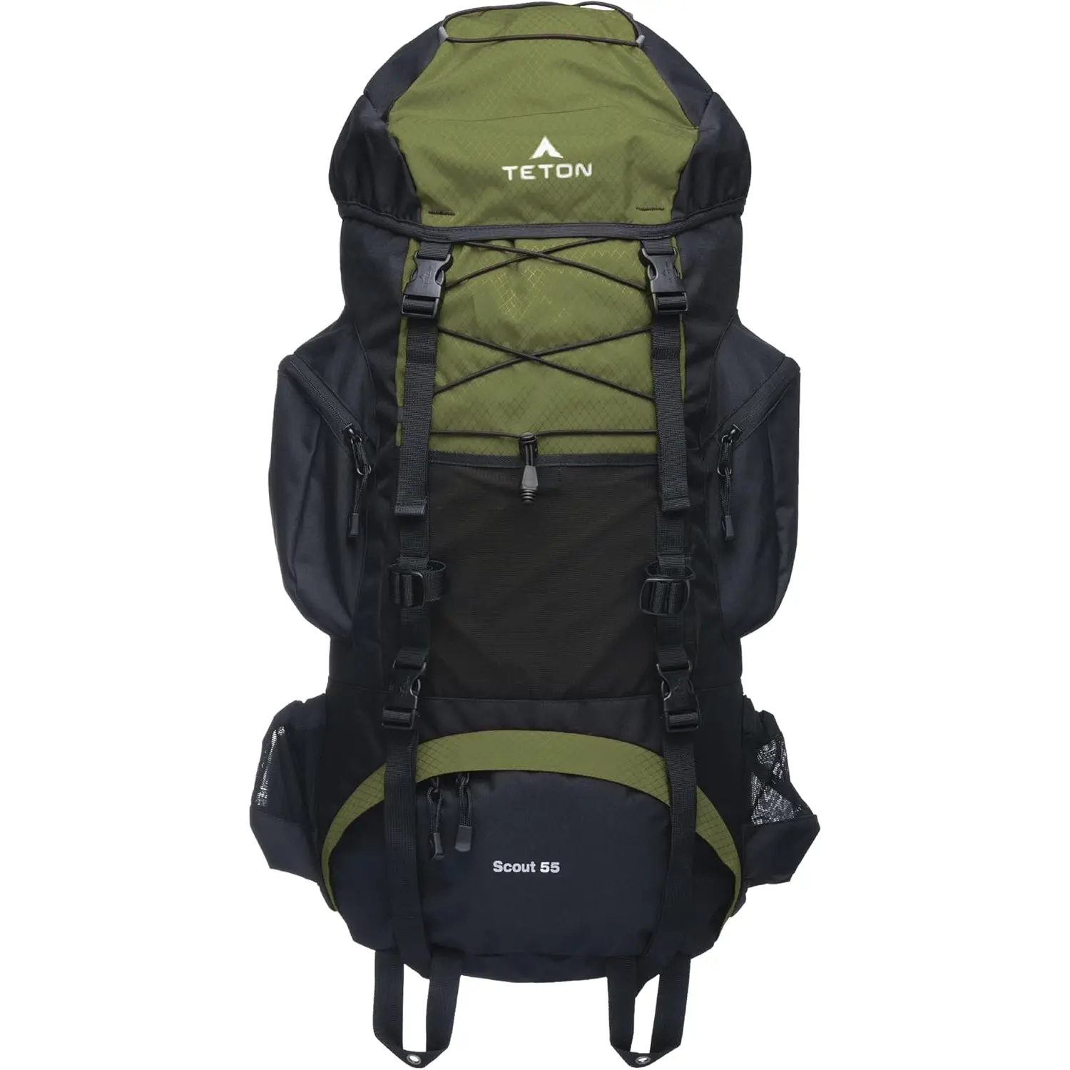 Teton 55L Scout Internal Frame Backpack for Hiking, Camping, Backpacking, Travel, Rain Cover Included, Olive TETON Sports