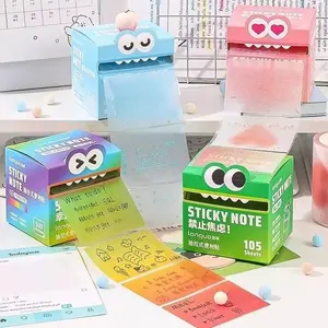 105pcs/box Cute Monster Pattern Sticky Label Notes, Portable Creative Versatile Multi-purpose, Perfect for Schools and Offices, Adhesive Stickers