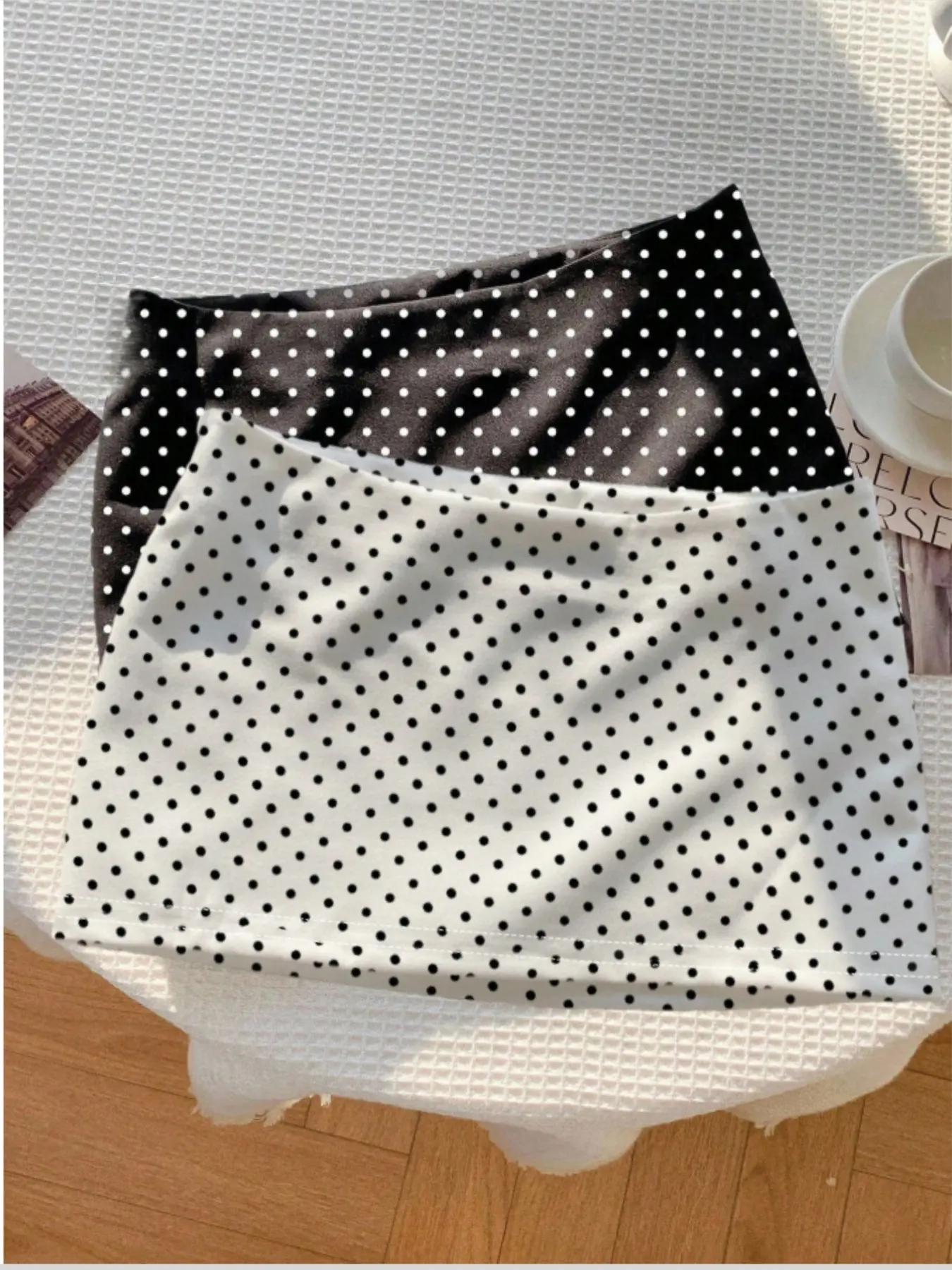 New polka dot two-piece fashion women's fitted mini skirt with lining Womenswear Clothes