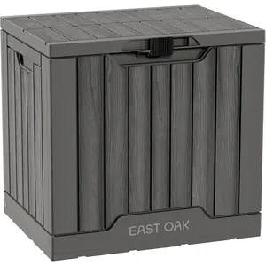 Outdoor Storage Box | 31 Gallon Deck Box Indoor and Outdoor Use | Waterproof Resin Storage Bin with Latch for Patio Cushions, Gardening Tools | UV Resistant | Deep Grey