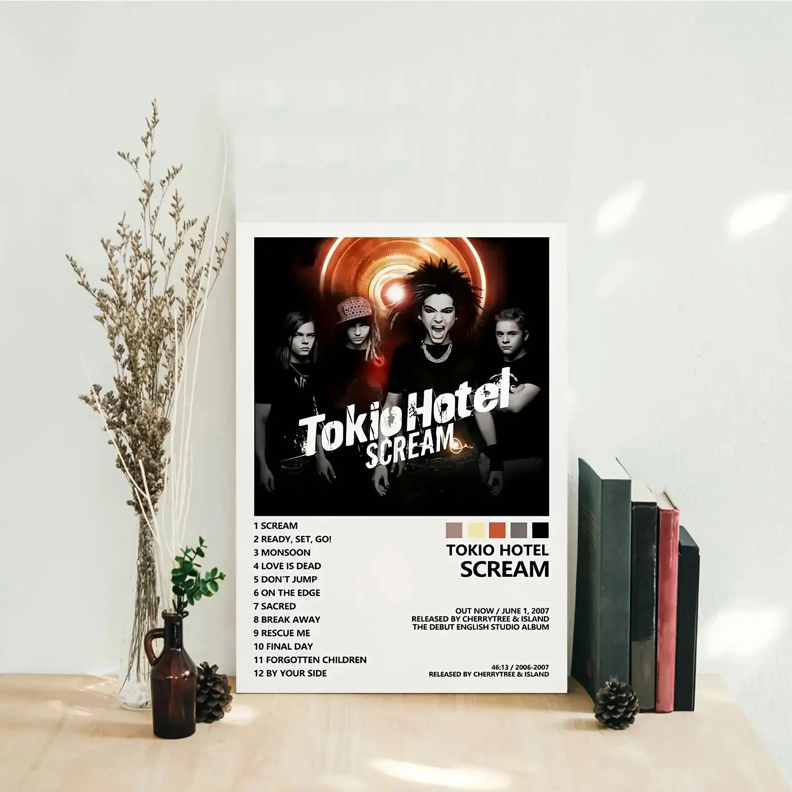 Tokio Hotel "Scream" Album Framed Canvas Poster Print - Modern Music Group Wall Art with Iconic Song Titles, Vibrant Colors - Ideal for Bedroom, Living Room Decor, Perfect Gift for Music Fans, Artistic, Decoration, Music Group Works