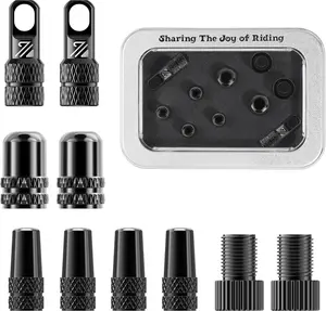 Tire Valve Stem Cap Set, Presta Valve and Schrader Valve Caps, Valve Cap with Valve Core Removing Function, Presta Valve Adapter, 10 count Fit Mountain , Road Bikes