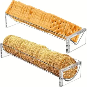 [Cracker Tray] 1/2pcs Cracker Tray for Serving, Acrylic Biscuit Stand Cracker Server Holder, Rectangular Clear Food Display Holder for Countertop, Home, Wedding Parties and Events