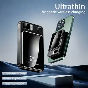 10000mAh Magnetic Wireless Charging PowerBank, 15W Fast Wireless Charging 22.5W PDFast Charging Power Bank, 2 Outputs & DualInput External Battery Pack, Phone