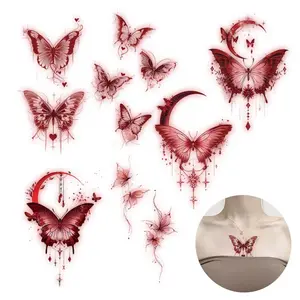 Butterfly Pattern Temporary Tattoo Sticker, 6 Counts/set Long Lasting Waterproof Fake Tattoo Sticker, Body Art Stickers for Women & Girls