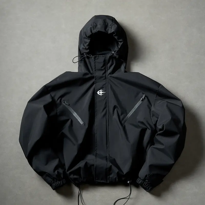 Men’s Lightweight Hooded Windbreaker Coat - Zip Up, Weather Resistant Jackets & Coats with 2 Zip Chest Pockets, High-Coverage Placket, Adjustable Drawstring Hem for Transitional Weather