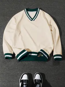 Vintage Sports Sweatshirt, Unisex Colorblock Pullover Hoodie, Casual Sports Hoodie, Essential Retro Sportswear, Comfortable Oversized Fit for Men & Women