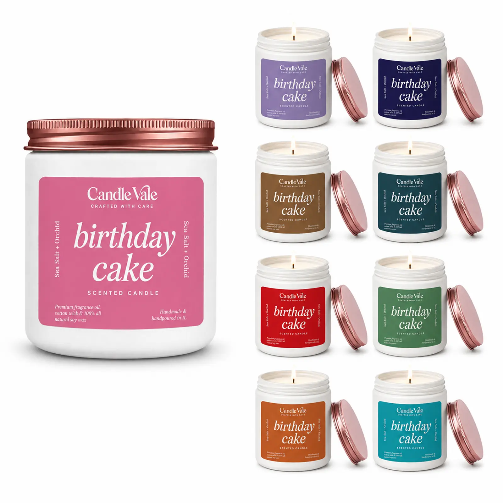 1Pc Handmade Soy Candle, Birthday Cake Celebration Design, 50-Hour Burn, Colorful Birthday Gift for Women Men, Bedroom Bathroom Living Room Home Decor, Hand Poured