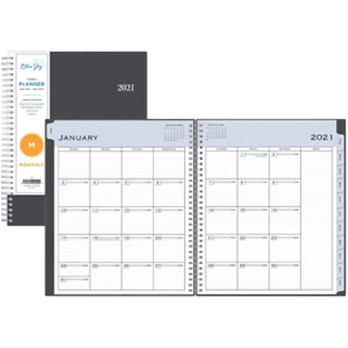 Blue Sky 12-Month Schedule Planner, 8x10 in, Coated Tabs, Poly Cover, Double-Wire Binding, Double-Page Layout, Desktop Use, Keeps Writing Legible, Office Planners & Organisers