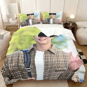 3PC,Park Bo gum theme three-piece bedding set, soft, comfortable and skin-friendly, universal in all seasons, bedding set, no pillow core, no quilt core, suitable for bedrooms, guest rooms - (1 quilt cover + 2 pillowcases)