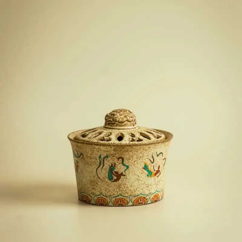 Traditional Eastern Ceramic Incense Burner, Retro Ceramic Art Decor for Room Fragrance Display (Collectible Cultural Item), Eastern Culture