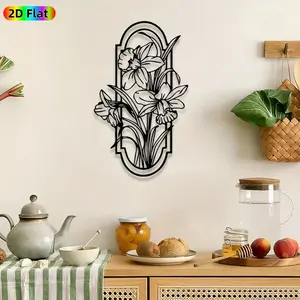 1pc Daffodil Bouquet Metal Wall Art, Framed Daffodil Flowers wall Scupltures Mural, Wall Decoration, Intricate Craftsmanship, Perfect for Easter, Mothers Day, Home, Garden Fence Decor, Ideal Gift for Floral Decor Enthusiasts