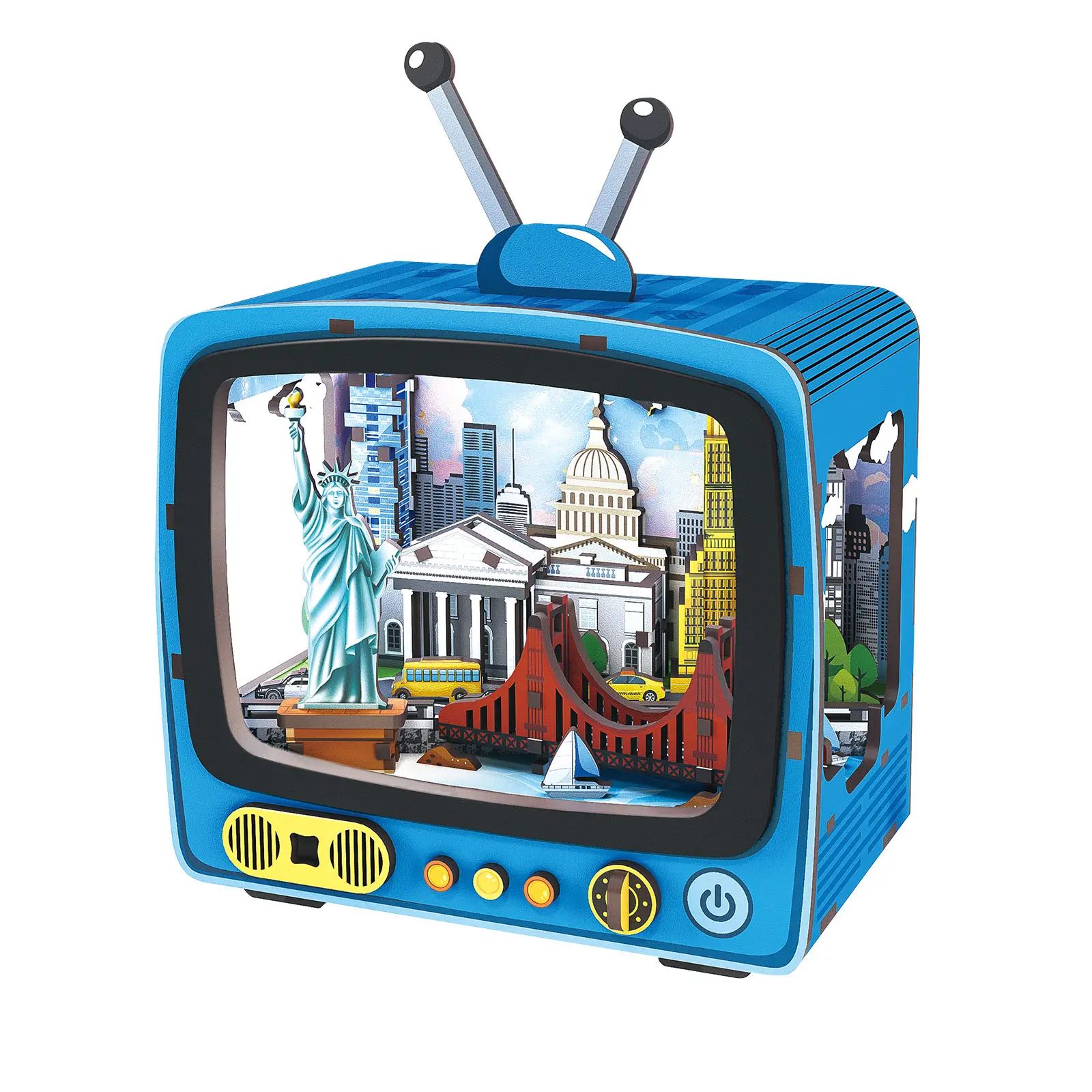 Shuttle to New York 3D Wood Look Wooden Puzzle Nightlight - DIY LED Lamp Kits, Hobbies Kit Adults, Creative Home Decor Building Toy for Nature Lovers