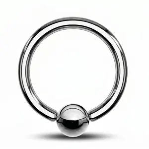 ASTM F136 Implant Grade Titanium Captive Bead Closure Septum Ring In 14 Gauge, 16 Gauge, or 18 Gauge