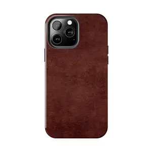 Heritage Mahogany Leather-Textured Case - Timeless Aesthetic - Phone Cover for iPhone 7-17 Pro Max / for Samsung S21-S25 Ultra