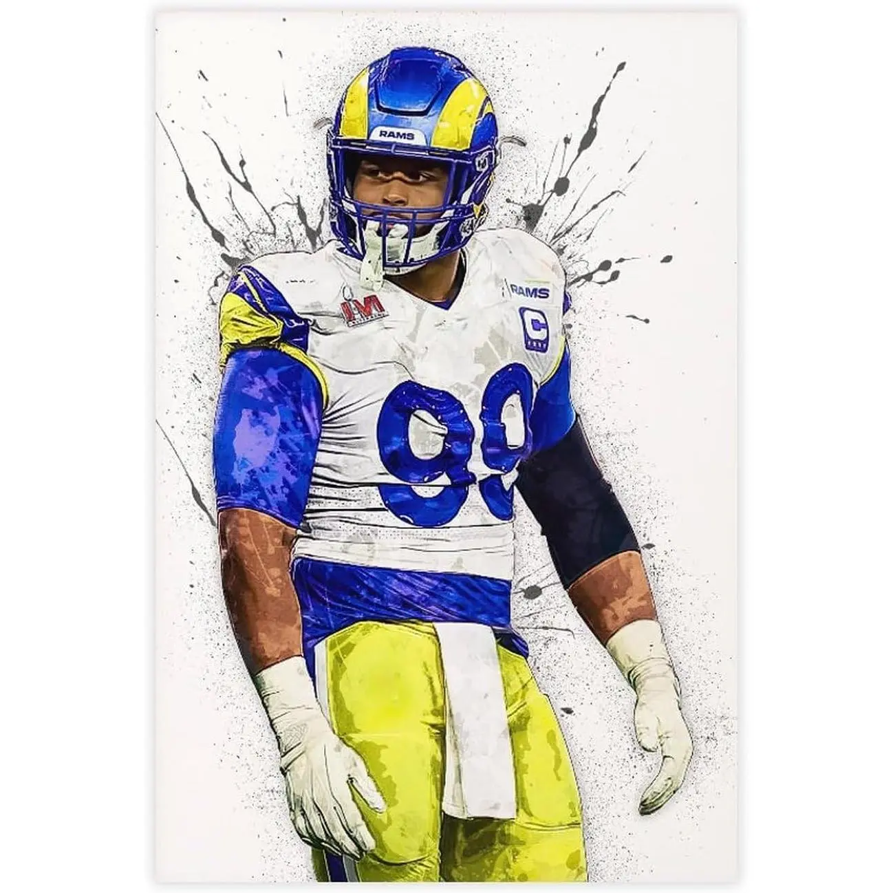 Aaron Donald Classic Star Artistic Canvas Poster - Framed Wall Art, Home Bedroom Man Cave Decor, Ideal Gift for Office Dorm Room, Artwork, Decoration