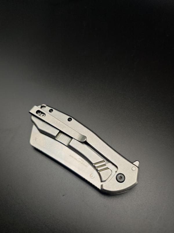 KS 3455 Outdoor Folding Knife, 3.4" Stone Wash Blade, Black G10 Handle, Stainless Steel Frame Lock, Survival Tool for Camping Hiking EDC