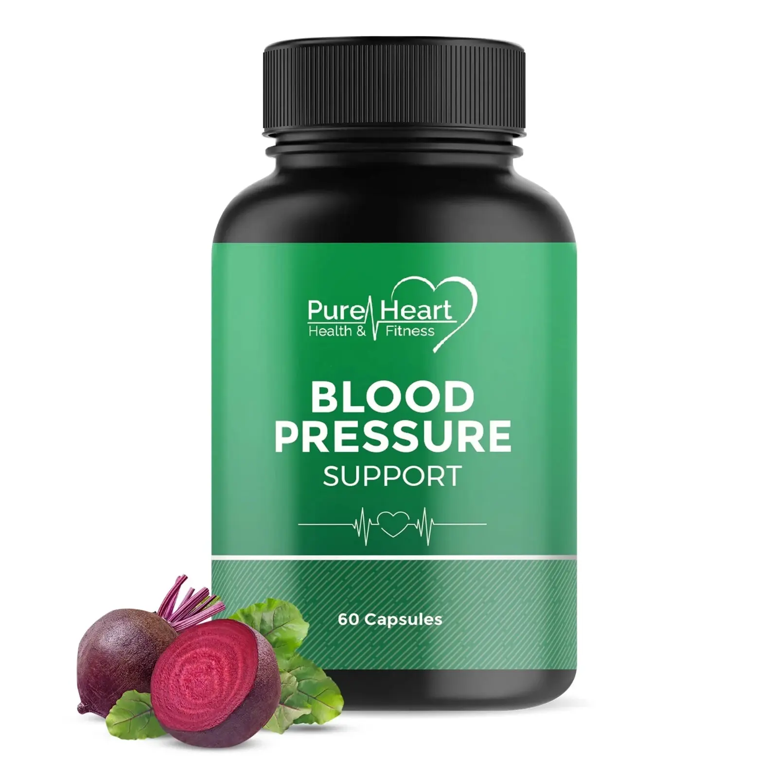 Beet Root Extract & Magnesium Taurate Blood Pressure Support Capsules for Heart Health and Circulation, Sugar-Free Veggie Capsules