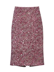 Women's Glitter Sequin Decor Tweed Skirt, Elegant Fashion Midi Skirt for Party Club Dating, Ladies Spring & Fall Clothes