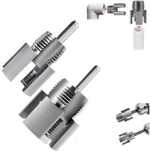 2PCS Integrated Internal & External Pipe Threading Tool, Pipe Thread Cutting Tool, 1/2'' 3/4'' Electric Drill Compatible PVC & Plastic Pipe Threader Kit for Home Repair (1/2"+3/4")