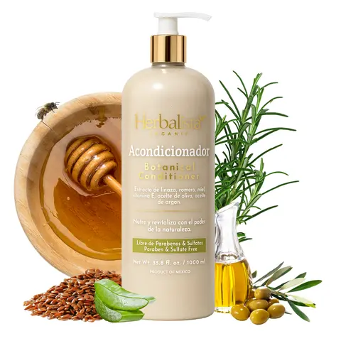 Herbalista Viral Liquid Conditioner - 1000ml(33.8 fl oz) 100% Natural Handcrafted Botanical Mix with Rosemary, Coconut Oil, Flaxseed Extract, Aloe, Honey, Vitamin E, Olive Oil - Hydrating, Nourishing, Frizz Control, Detangling Formula for Smooth Hair
