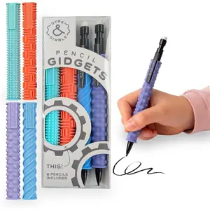 Gyre & Gimble Pencil Gidgets – Textured Silicone Pencil Sleeve for Quiet Fidgeting – Transform Your Mechanical Pencil into a Sensory ADHD Tool for Kids and Adults – 4 Sleeves & 2 Pencils