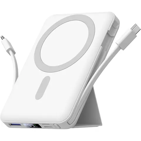 Magsafe Battery Pack 10000mAh Wireless Magnetic Charger 22.5W PD Fast Charging USB-C Cable LED Display Foldable Stand for iPhone 16/15/14/13/12 Pro Max Device Foldable Power Bank Chargeable Lithium Portable with Protection Black Smartphone tiktokshopsprin
