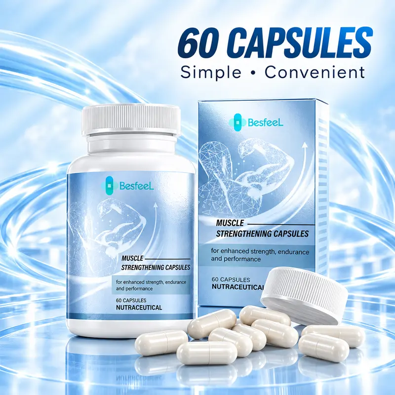 Besfeel Muscle-Strengthening Capsules, Dietary Fitness Protein Supplement with Safe Ingredients, Replenishes Daily Essential Nutrients Like Sodium, Supports Strength-Endurance & Maintains Freshness for Workouts
