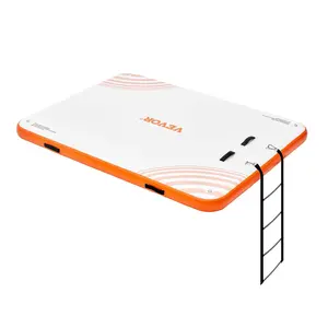 VEVOR Inflatable Floating Dock, 8 x 6FT Inflatable Dock Platform, Non-Slip Water Floating Dock Mat with Detachable Ladder & Portable Carrying Bag, Floating Platform Island Raft for Ocean Pool Beach