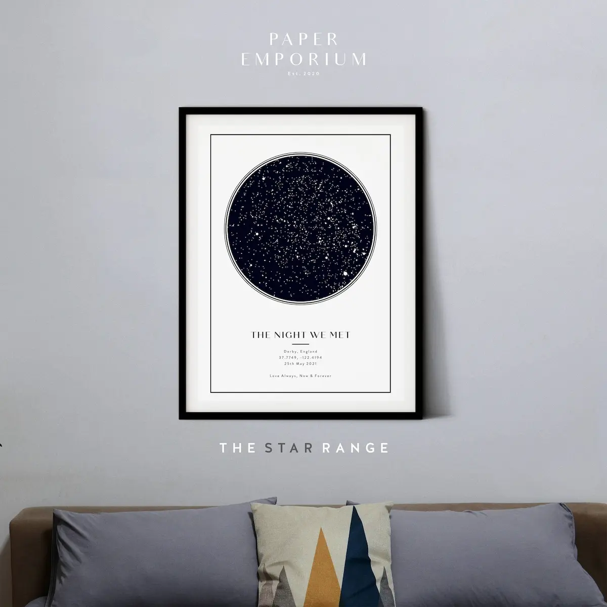Star Map Poster – Personalised Constellation Print, Custom Night Sky Print, Wedding & Anniversary Gift, Room Decor, Unframed