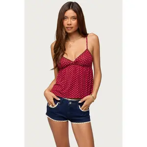 Belen Polka Dot Lacey Babydoll Top