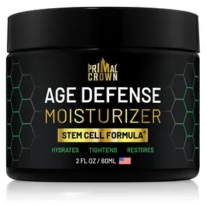 Primal Crown Men's Anti-Aging Face Moisturizer with Agave Stem Cells, Peptides, Hyaluronic Acid - Wrinkle Cream for Firm, Hydrated Skin (2 oz)