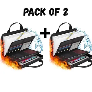 2 Pack Important Document Organizer Folio Accordion File Organizer Fireproof Expanding File Folder Storage Box with Zipper Labels 13 Pockets for Business Office Receipt Travel