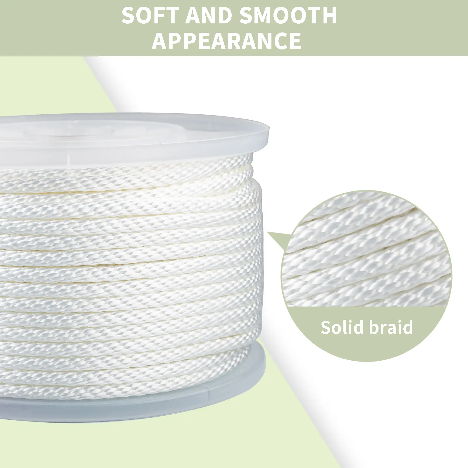 3/16 475ft Multipurpose Solid Braided Rope for Camping, Clothesline, Marine, Flag Line Abrasion & UV Resistant Shock Absorption Rope for Indoor Outdoor