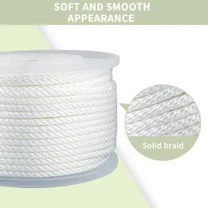 3/16 475ft Multipurpose Solid Braided Rope for Camping, Clothesline, Marine, Flag Line Abrasion & UV Resistant Shock Absorption Rope for Indoor Outdoor