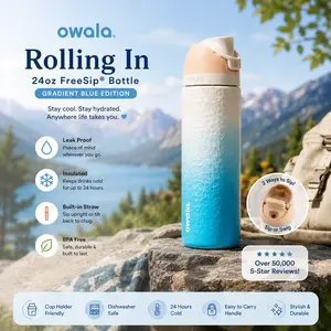 Owala FreeSip Rolling In Stainless Bottle – 24oz Leakproof Insulated Drinkware for Lifestyle & Outdoor Activities