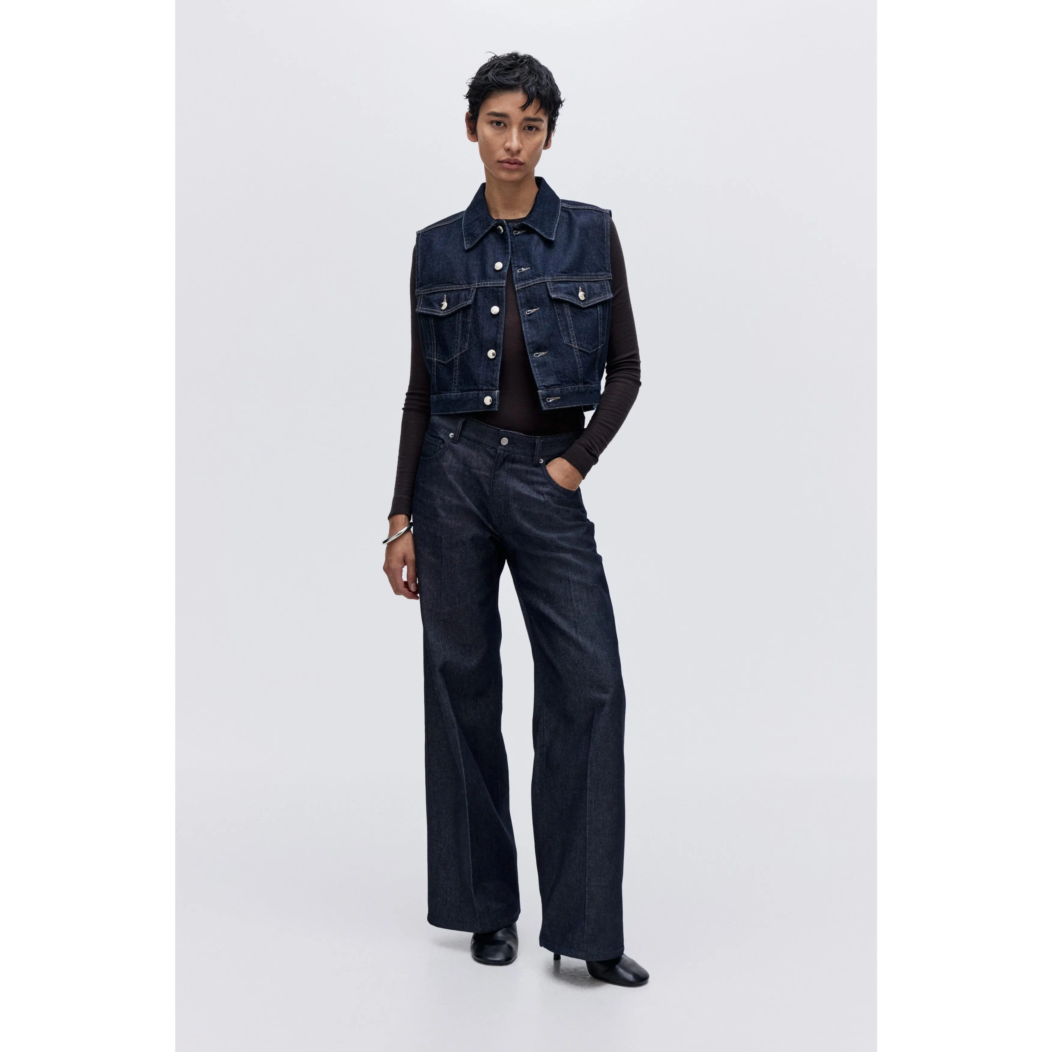 H&M Cropped denim waistcoat