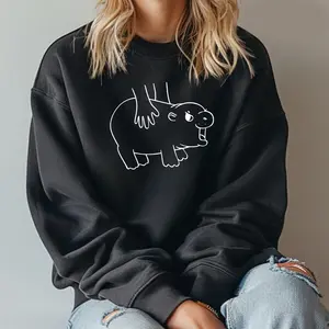 Funny Baby Hippo Sweatshirt, Cute Hippo Crewneck, Animal Hoodie, Hippo Lover Gift