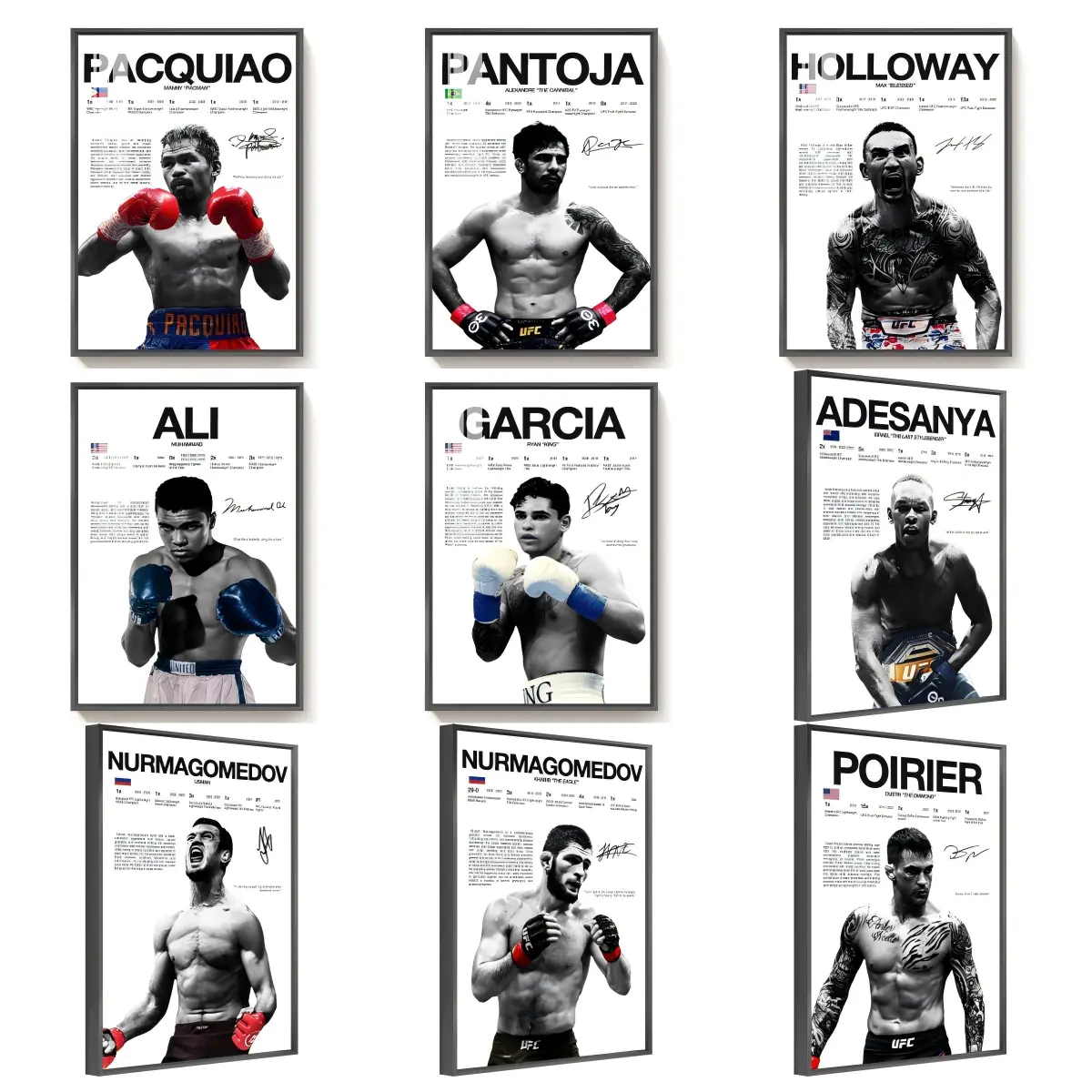 Framed Artistic MMA Octagon & Boxing Legends Canvas Wall Art - Aluminum-Hanging Combat Sports Decor, Motivational Collectibles, Custom Wall Decor Boards for MMA Fans (1-Piece Home Inspo Gift for Home Gym, Man Cave)