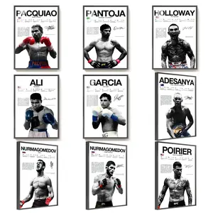 Legendary MMA Fighters & Boxing Champions Canvas Wall Art - Iconic Combat Sports Legends Poster Prints - Motivational Framed Pictures for Home Gym, Man Cave & Office Decor (UFC & Boxing Fans Gift)