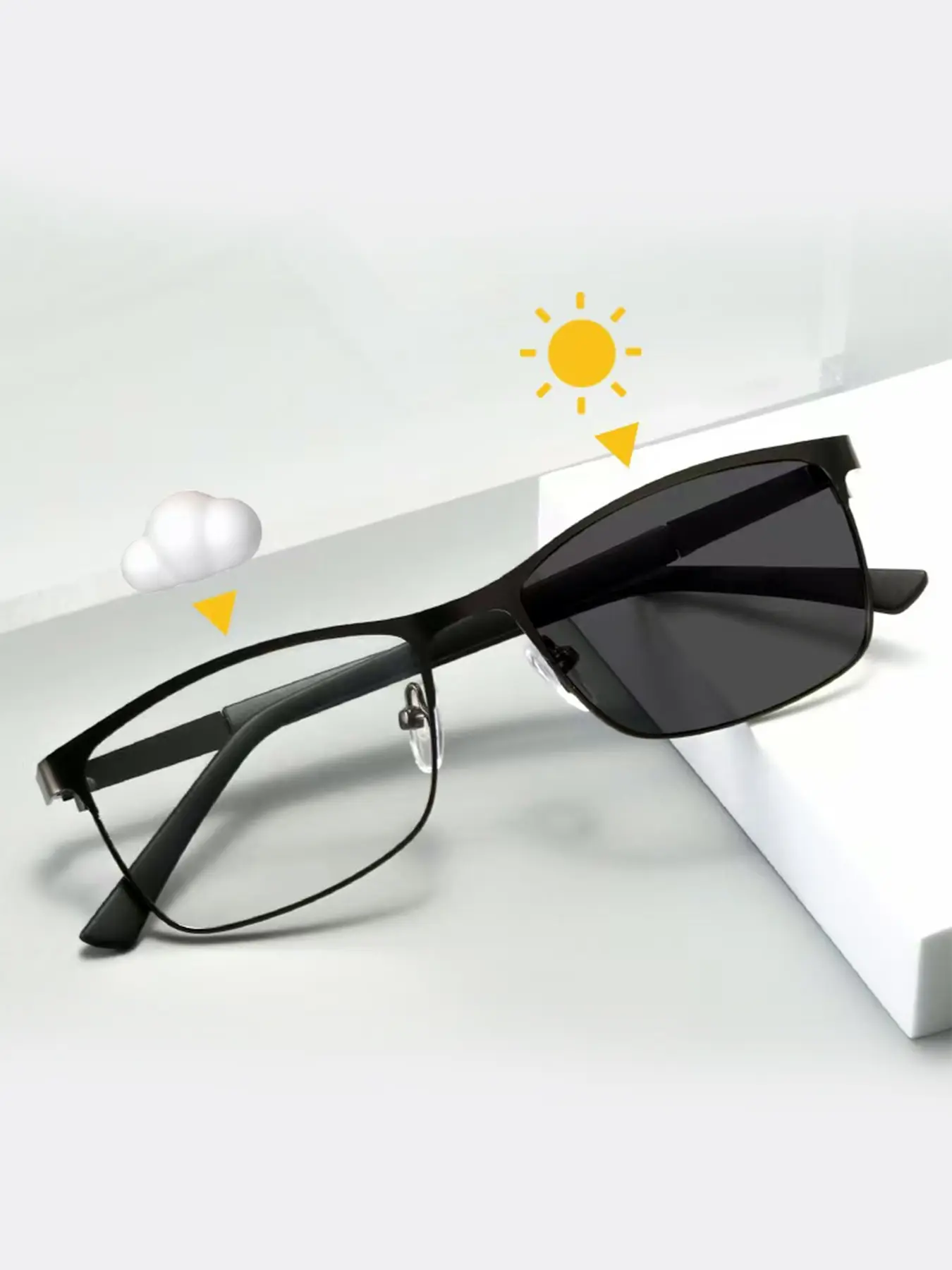 Color Changing Blue Light Blocking Glasses, Polarized Night Vision Reading Eyewear, Stainless Steel Frame, Casual Style, All Seasons Use, Anti Eyestrain Eyewear, Reading Eyeglasses, High Quality Eyewear