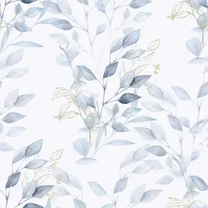 15.35" X 394" Green Blue Leaf Wallpaper Peel and Stick Self Adhesive Removable Wall Paper  Contact Paper for Bathroom Living Room Bedroom Decor