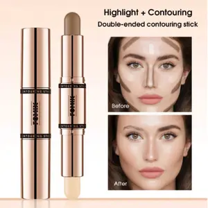 Double Ended Highlight & Contouring Stick,1Pc Multi-Function Contouring Stick Matte Contouring Nose Shadow Contour Wand