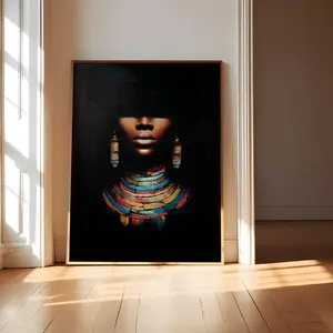 Afrocentric Wall Art for Women – Modern Black Female Portrait, Colorful African American Decor, Black Artist Print, Room Decor, Unframed, 5 Sizes (8x12–27x40 inch)