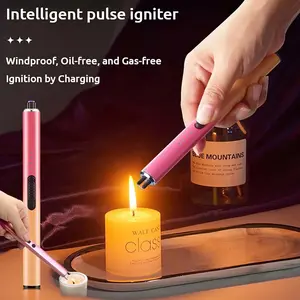 Windproof Electric Arc Lighter, USB Rechargeable Flameless Plasma Lighter for BBQ, Candles & Grill, with Safety Lock and Fast Charging Cable
