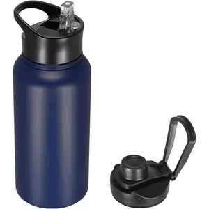 32oz Insulated Water Bottle: Bulk, Stainless Steel, Straw Lid, Double Walled Vacuum, Leakproof (Turquoise Blue)