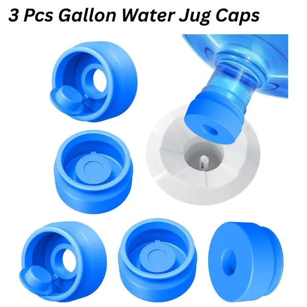 Reusable Silicone 55mm Water Jug Caps - Non-Spill, Leak-Proof Replacement Covers for 3 Gal & 5 Gal Water Dispenser Bottles, Kitchen Everyday Use Accessory, Pack of 3