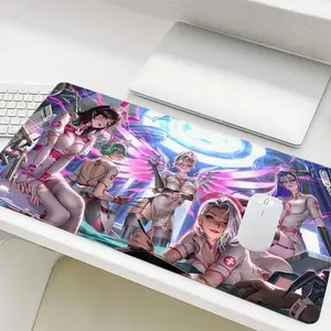Anime Nurse Pattern Mouse Pad, Rectangle Gaming Mouse Pad, Non-Slip Rubber Base Stitched Edge Desk Pad for Desk Laptop Desktop, Gaming Mousepad