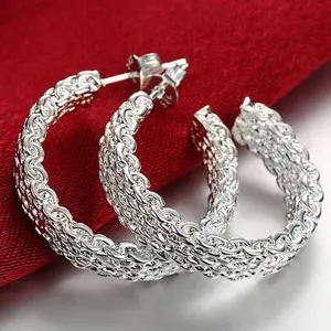S925 Earrings Hoop For Her Link in Fine Silver 925 Plated No Tarnish